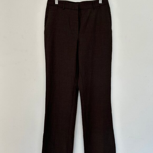 Theory Brown Wool Flare Leg Trousers - Picture 2 of 4
